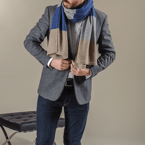 Oversized Mens Silk Scarf in Charcoal 