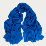 Classic Royal Blue Silk and Wool Scarf