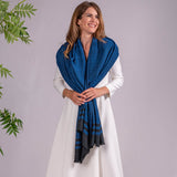 True Blue and Black Pashmina Cashmere Shawl