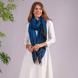 True Blue and Black Pashmina Cashmere Shawl