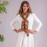 Caramel Zebra Print Cashmere and Silk Wrap