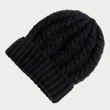 Sable Black Plaited Italian Cashmere Beanie