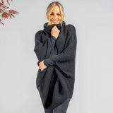 Superluxe Classic Black Italian Cashmere Poncho