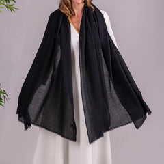 Sable Black Gossamer Cashmere Shawl