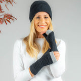 Black and Dove Grey Cashmere Mittens