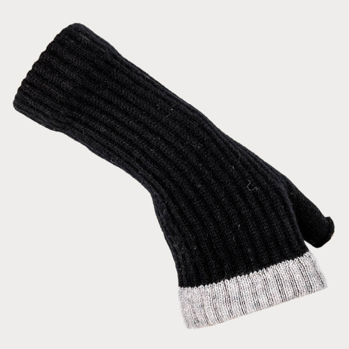 Black and Dove Grey Cashmere Mittens