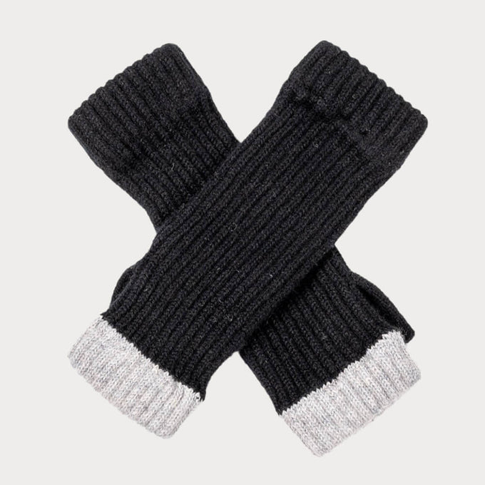 Black and Dove Grey Cashmere Mittens