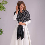 Hand Embroidered Pashmina Cashmere Shawl - Black Ikat