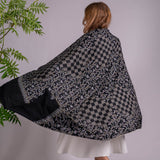 Hand Embroidered Pashmina Cashmere Shawl - Black Ikat