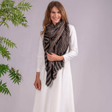 Hand Embroidered Pashmina Cashmere Shawl - Narrow Stripe