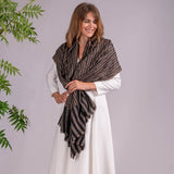 Hand Embroidered Pashmina Cashmere Shawl - Narrow Stripe