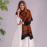 Burnt Orange and Black Pashmina Cashmere Shawl