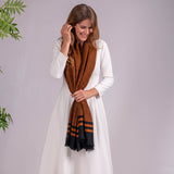 Burnt Orange and Black Pashmina Cashmere Shawl