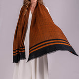 Burnt Orange and Black Pashmina Cashmere Shawl