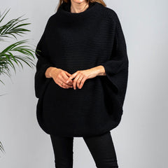 Superluxe Classic Black Italian Cashmere Poncho