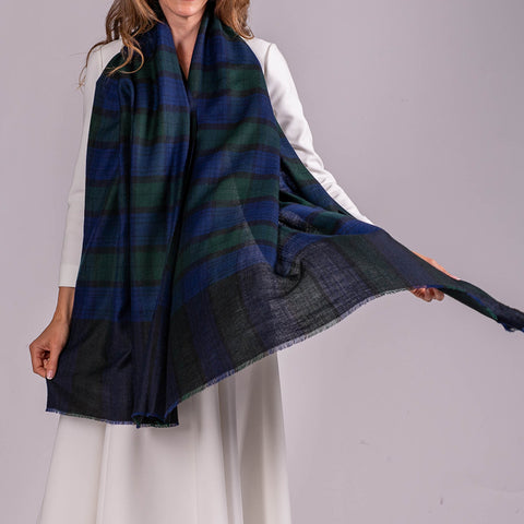 Black Watch Contemporary Pashmina Cashmere Shawl