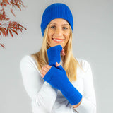 Sapphire Blue Rib Knit Cashmere Beanie