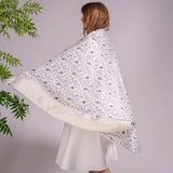 Hand Embroidered Pashmina Cashmere Shawl - Blue Floral