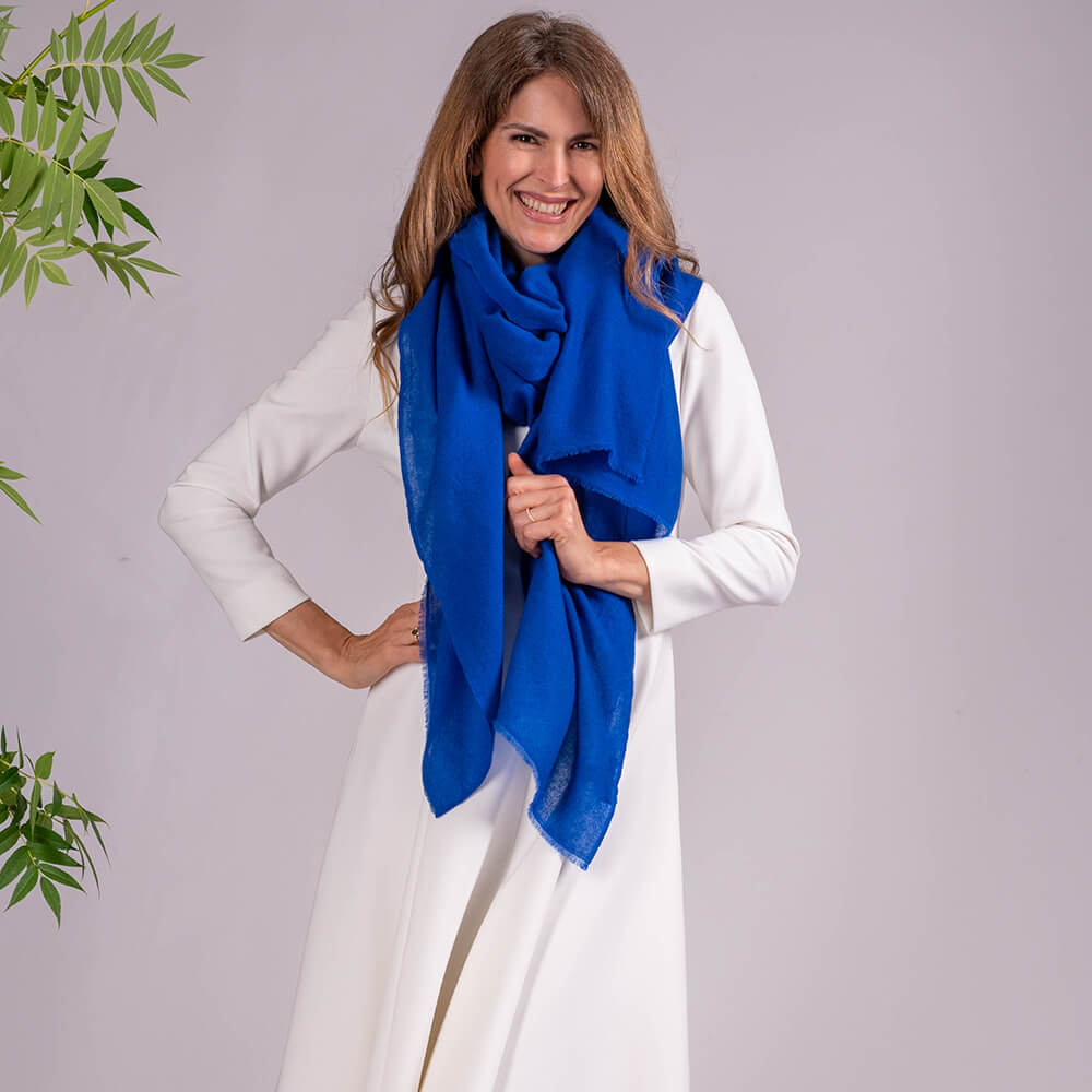 Royal Blue Gossamer Cashmere Shawl