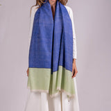 Tea Green and Blue Pashmina Cashmere Shawl