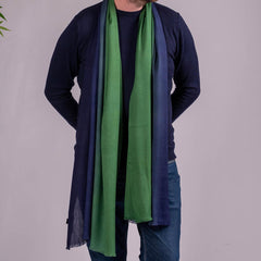 Classic Navy to Green Fine Wool and Silk Scarf