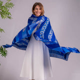 Hand Embroidered Pashmina Cashmere Shawl - Blue Heaven