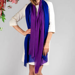 PRE ORDER: Indigo to Violet Shaded Cashmere and Silk Wrap