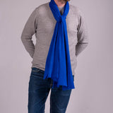 Classic Royal Blue Silk and Wool Scarf