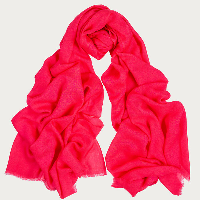 Deep Coral Cashmere and Silk Wrap