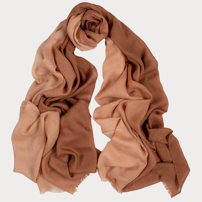 Hazelnut to Honey Shaded Cashmere and Silk Wrap