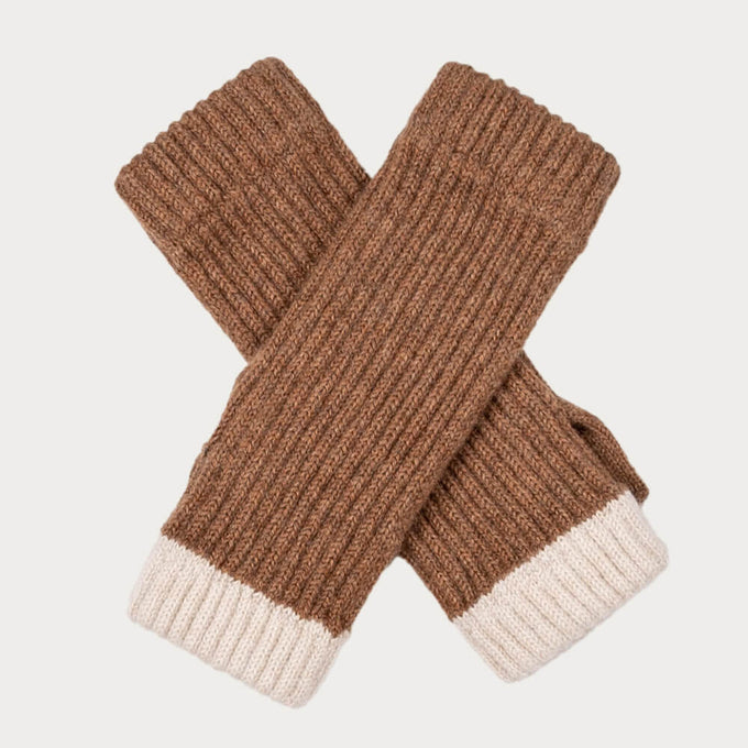 Caramel and Cream Cashmere Mittens