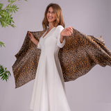 Brown Leopard Print Pashmina Cashmere Shawl