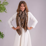 Brown Leopard Print Pashmina Cashmere Shawl