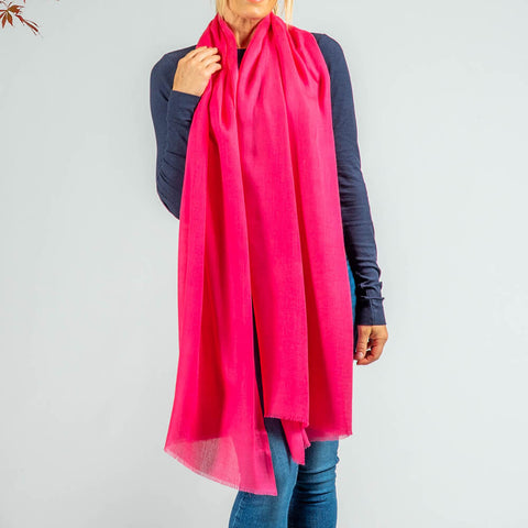 Deep Coral Cashmere and Silk Wrap