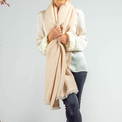 Super Luxe Cornish Cream Basket Weave Cashmere Shawl