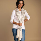 Ivory and Black Embroidered Cashmere and Silk Wrap