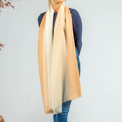 Cream to Caramel Cashmere and Silk Wrap