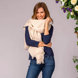 Super Luxe Cornish Cream Basket Weave Cashmere Shawl