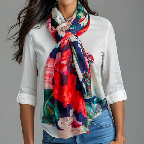 The Liberty Print Floral Quartet- Dancing Poppies Cashmere and Silk Wrap