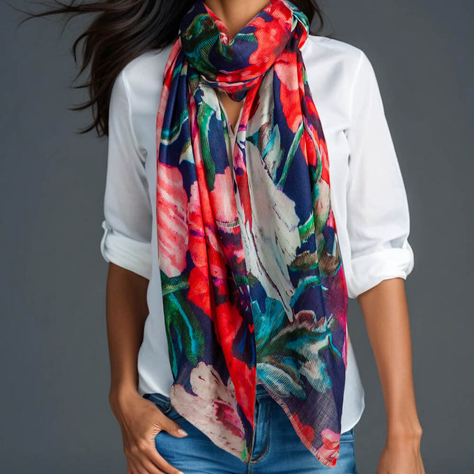 The Liberty Print Floral Quartet- Dancing Poppies Cashmere and Silk Wrap