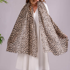 Dappled Leopard Print Cashmere and Silk Scarf