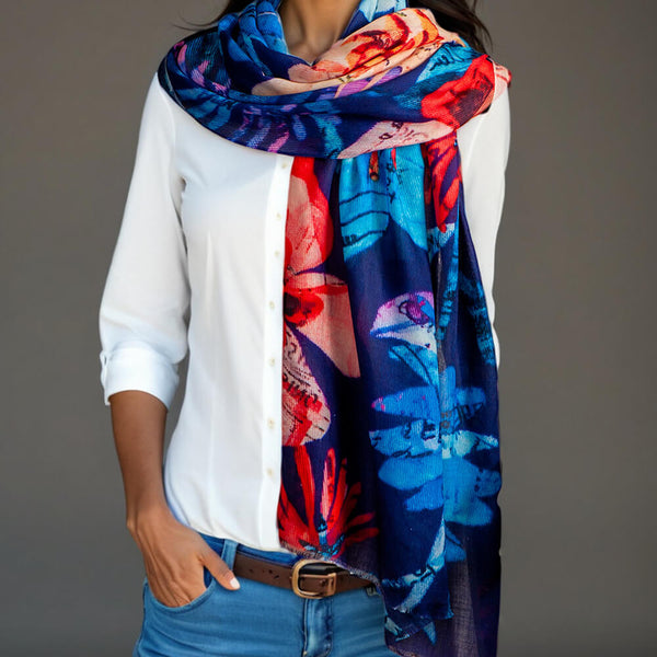 The Liberty Print Floral Quartet - Floral Letters Cashmere and Silk Wrap