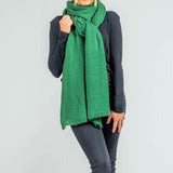 Oversized Fern Green Cashmere Knit Scarf