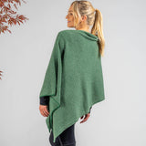 Fern Green and Natural Knitted Cashmere Poncho