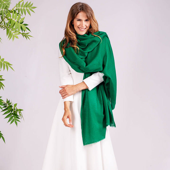 Emerald Green Gossamer Cashmere Shawl