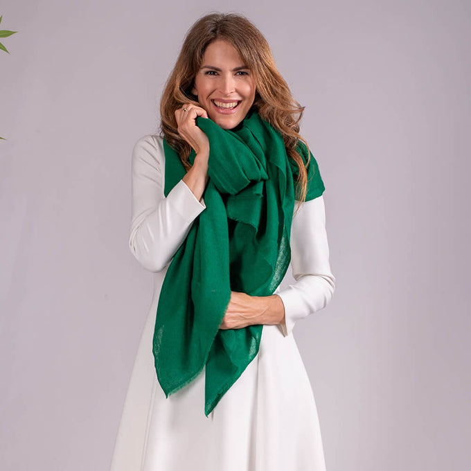 Emerald Green Gossamer Cashmere Shawl