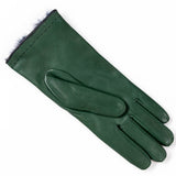 Emerald Green and Navy Rabbit Fur Lined Leather Gloves