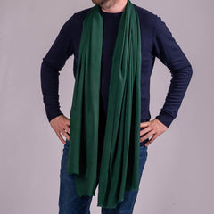 Classic Forest Green Silk and Wool Scarf