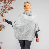 Superluxe Silver Grey Cable Knit Italian Cashmere Poncho