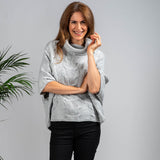 Superluxe Silver Grey Cable Knit Italian Cashmere Poncho